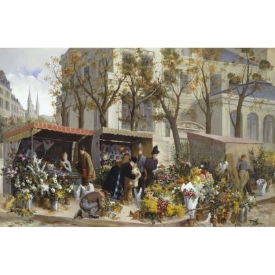 Henry Oliver Walker – The Flower Market, Paris